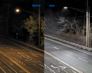 LED road street light retrofit project light level comparsion