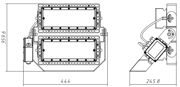 Modular LED stadium light 500W line drawing