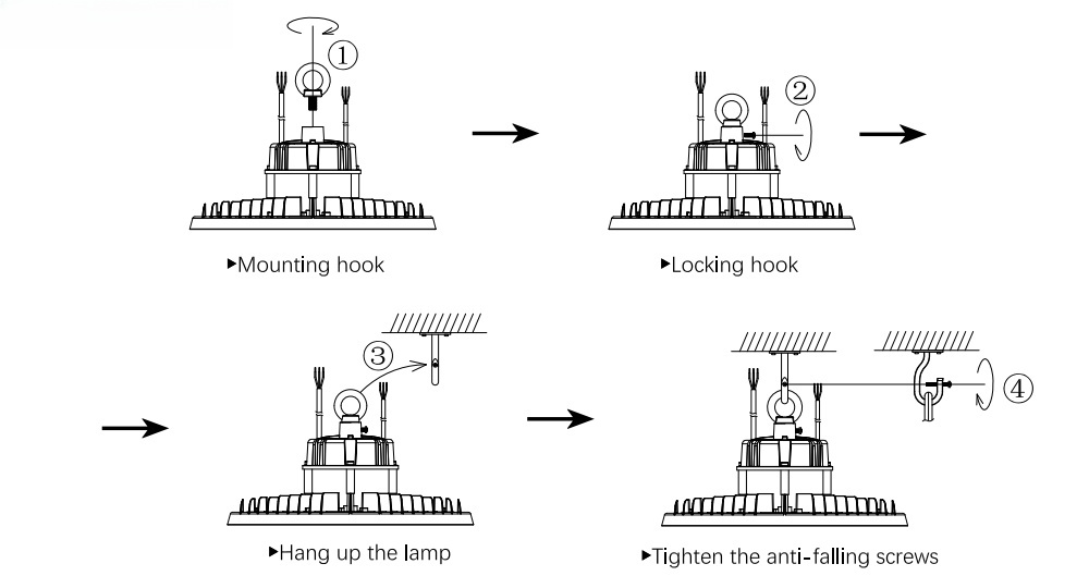 UFO LED high bay installaion manual drawing