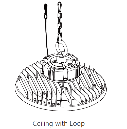 UFO led high bay installation line drawing
