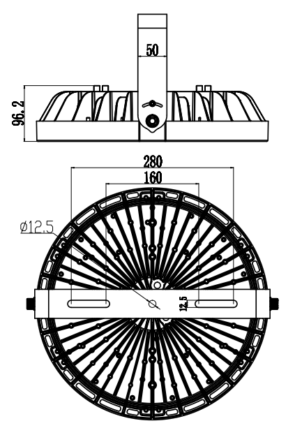 high temperature LED high bay size