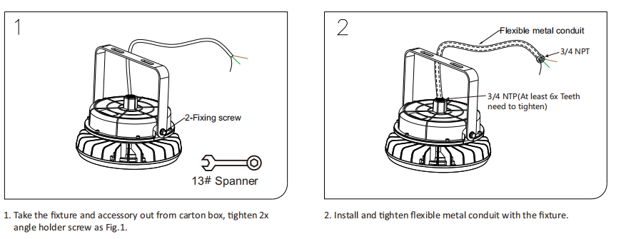 round explosion proof LED fixture installation method 1